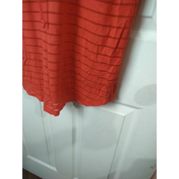 Chelsea & Theodore Woman L Pullover Red Tank Lined Burnout Striped Long Sleeve - Picture 7 of 9